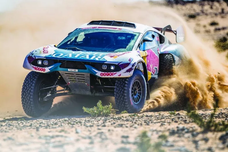 Nasser Racing’s Nasser al-Attiyah and co-driver Mathieu Baumel in action during the stage 4 of Dakar Rally from Al Salamiya to Al-Hofuf, Saudi Arabia, on Tuesday.