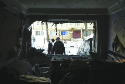 
The aftermath of shelling in Donetsk, Russian-controlled Ukraine, on Friday. (AFP) 