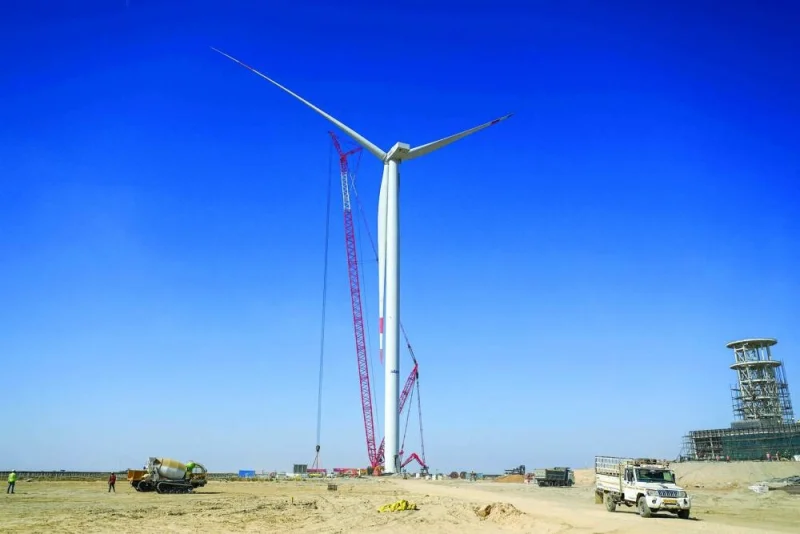 
The installation of a wind turbine at the Adani Group owned Khavda Renewable Energy Park. 