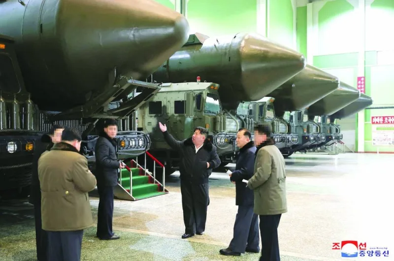 
Kim Jong-un inspecting an important military vehicle production plant at an undisclosed location in North Korea. 