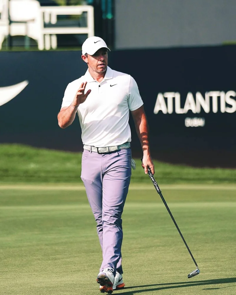 Northern Ireland’s Rory McIlroy in action on day three of the Dubai Desert Classic on Saturday. (@DubaiDCGolf)