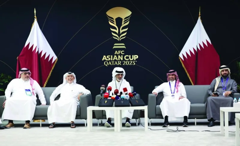 HE Sheikh Hamad bin Khalifa bin Ahmed al-Thani, the Minister of Sports and Youth and Chairman of the AFC Asian Cup Qatar 2023 Organising Committee, during an interaction with the local media on Monday.