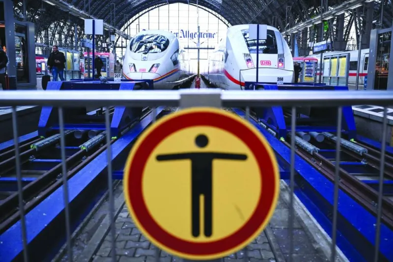 
Two Inter City Express trains of German national railway operator Deutsche Bahn stand at a platform at the main station of Frankfurt am Main, western Germany, in this file photo. (AFP) 