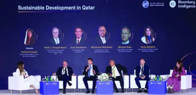 The panel discussion on ‘Sustainable Development in Qatar’ gathered industry experts during the Qatar Financial Market Forum 2024, held in Doha on Tuesday under the theme ‘Trends Shaping Emerging Markets and Sustainable Infrastructure & Mobility’. PICTURE: Shaji Kayamkulam.