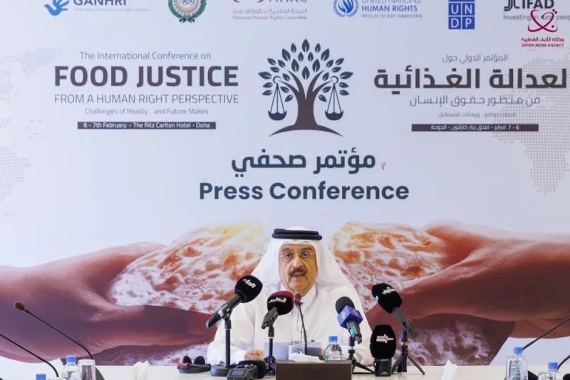 NHRC Vice-Chairman HE Dr Mohamed bin Saif al-Kuwari addressing a press conference.