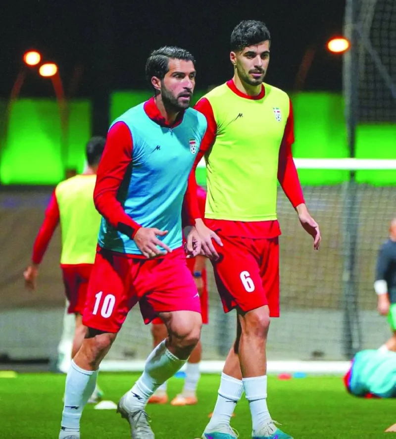 Iran players at a training session in Doha on Tuesday.