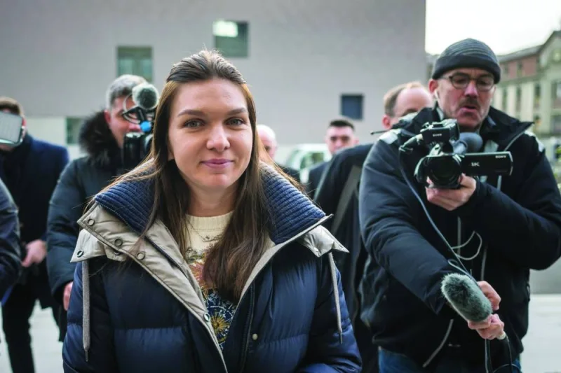 Former World No 1 tennis player Romania’s Simona Halep arrives at the Court of Arbitration for Sport in Lausanne on Wednesday, for her appeal against a four-year doping ban. (AFP)