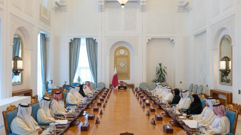 HE the Prime Minister and Minister of Foreign Affairs Sheikh Mohamed bin Abdulrahman bin Jassim al-Thani chairs the weekly Cabinet meeting at the Amiri Diwan.