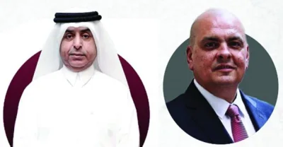 
Qatar’s ambassador in Budapest, Abdullah bin Falah al-Dosari (left) and Hungary’s ambassador to Qatar, Ferenc Korom. 