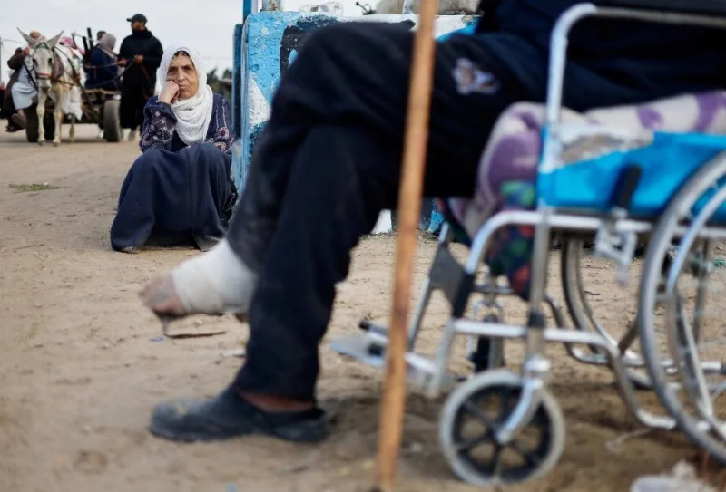 Palestinian patients rest as they arrive in Rafah after they were evacuated from Nasser hospital in Khan Younis due to the Israeli ground operation in the southern Gaza Strip, on Thursday. REUTERS