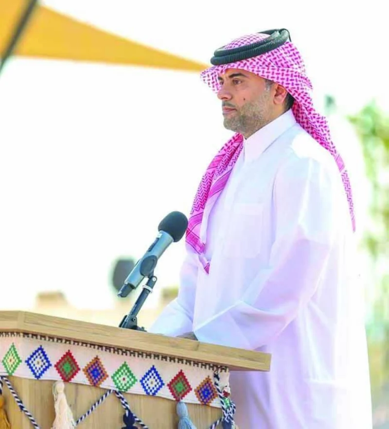 Qatar Airways Group CEO, engineer Badr Mohammed al-Meer speaks at the opening ceremony.