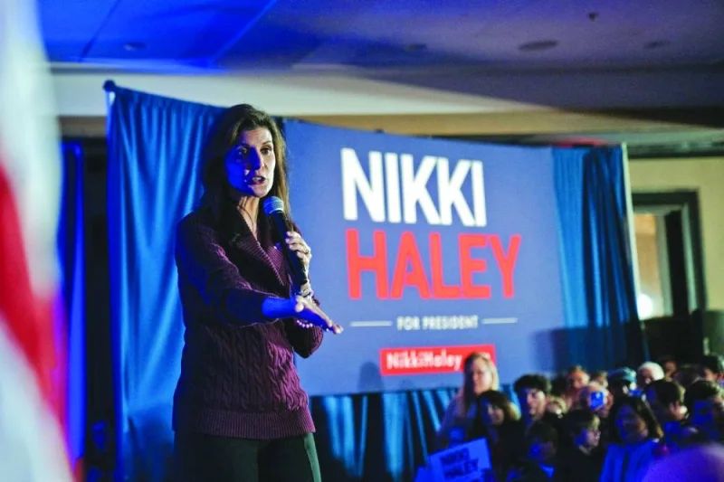 
Haley speaks during a campaign event held at the Sheraton Needham Hotel in Needham, Massachusetts. 
