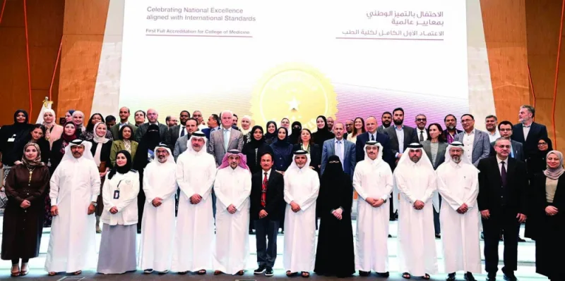 Officials celebrating QU College of Medicine’s first full accreditation.