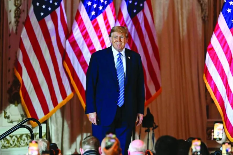 
Former US president and 2024 presidential hopeful Donald Trump arrives to speak during a Super Tuesday election night watch party at Mar-a-Lago Club in Palm Beach, Florida. (AFP) 