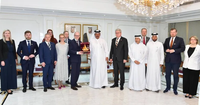 Qatar Chamber first vice-chairman Mohamed bin Towar al-Kuwari receiving Estonian Minister of Economic Affairs and Information Technology Tiit Riisalo and his accompanying delegation at the chamber’s headquarters.