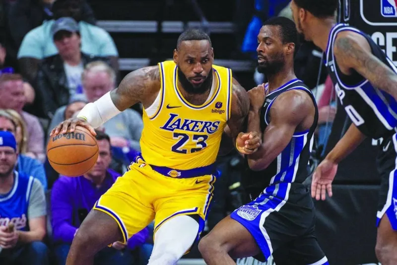 Sacramento Kings’ Harrison Barnes defends against LA Lakers’ LeBron James (23) during the fourth quarter of their NBA game at Golden 1 Centre. (USA TODAY Sports)