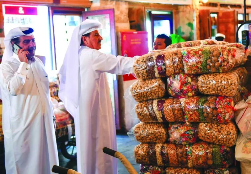  A view from Doha&#039;s Souq Waqif where sweets and nuts shops are experiencing brisk business. PICTURE: Noushad Thekkayil