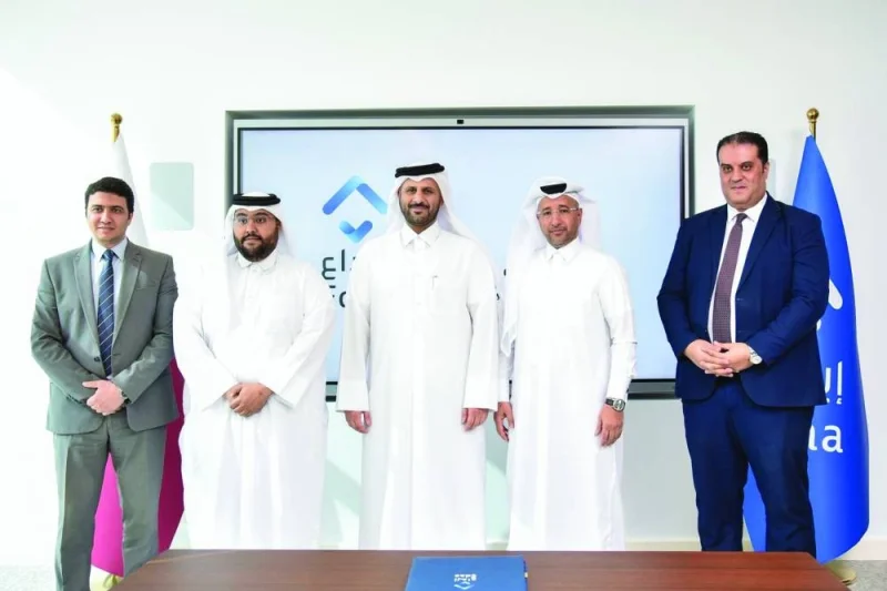 Sheikh Saif bin Abdullah al-Thani, CEO of Edaa, and Fahad al-Khalifa, GCEO of Masraf Al Rayan Group, during the signing ceremony.