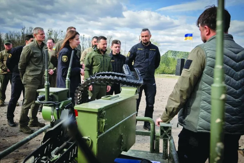Zelensky inspects newest samples of military equipment and weapons in Kyiv.