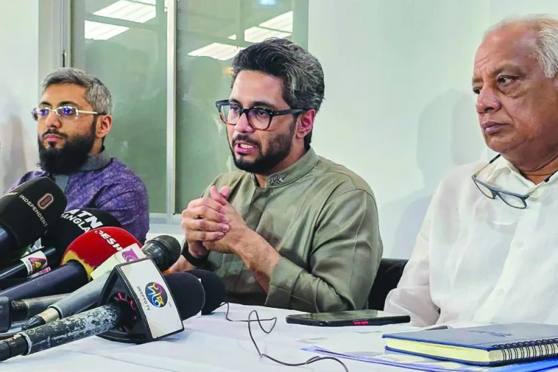
Chairman of the MV Abdullah’s owners, KSRM Group, Md Shahjahan Kabir (centre), speaks during a press conference in Chittagong after Somali pirates freed their cargo vessel and its crew members. 