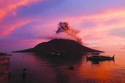 Mount Ruang volcano erupts in Sitaro, North Sulawesi, on Friday.