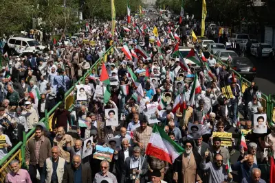 Iranians attend an anti-Israel rally in Tehran, Iran, on Friday. Majid Asgaripour/WANA via REUTERS