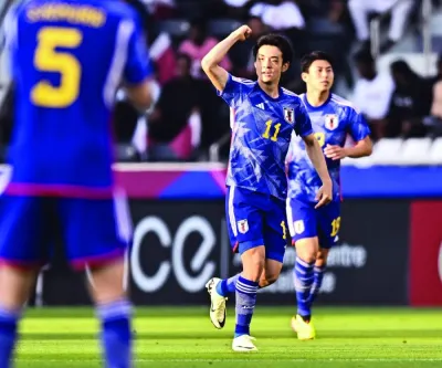 Japan’s Fuki Yamada celebrates after scoring a goal in extra time against Qatar on Thursday.