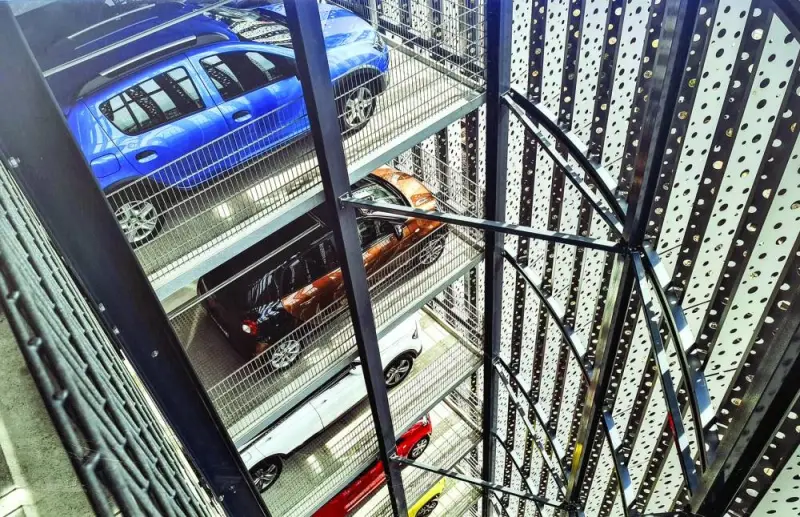 Artist&#039;s impression of an interior view of the multi-storey smart automated parking facility