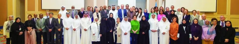 Participants at the workshop in which officials of Qatar&#039;s MoPH and WHO discussed developing the Country Cooperation Strategy 2024-2030.