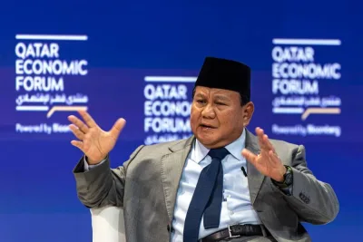 Prabowo Subianto, Indonesia&#039;s President-elect, at the Qatar Economic Forum (QEF) in Doha on Wednesday. Indonesia can be “more daring” with government spending so it can pursue priority programmes, he said.