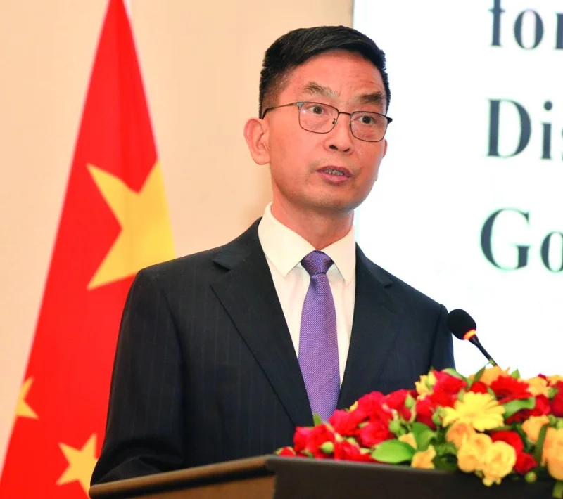 Chinese ambassador Cao Xiaolin addressing the gathering.