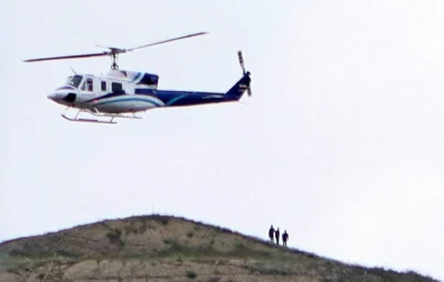 Helicopter carrying Iran&#039;s President Ebrahim Raisi takes off, near the Iran-Azerbaijan border, May 19, 2024. 