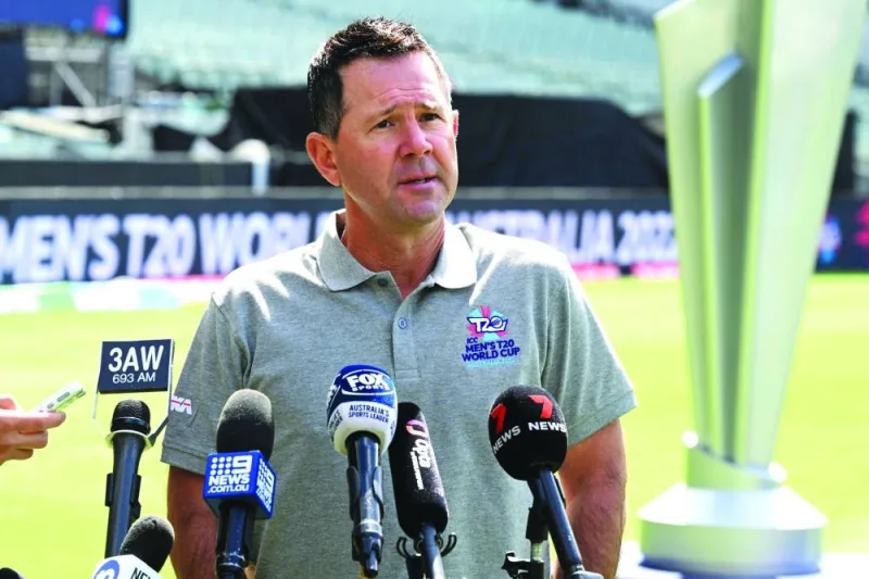 (FILES) Former Australian cricket player Ricky Ponting speaks during a press conference at a promotional event for the upcoming final of the ICC men's Twenty20 World Cup at the MCG, in Melbourne on November 3, 2022. Former Australian skipper Ricky Ponting has revealed he was approached to be India's next head coach but said the demands of the high-profile job meant he was unlikely to take it up. (Photo by William WEST / AFP)