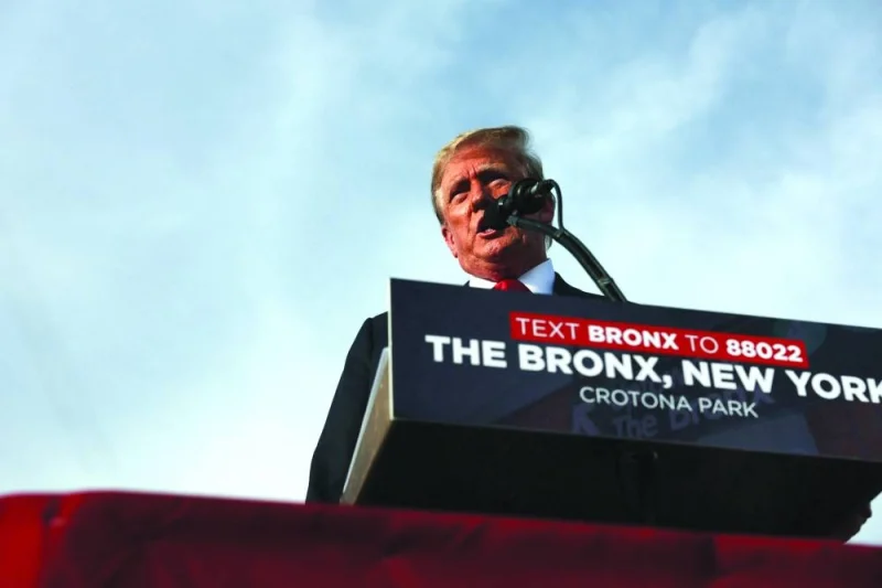 Trump at a rally in the historically Democratic district of the South Bronx in New York City.