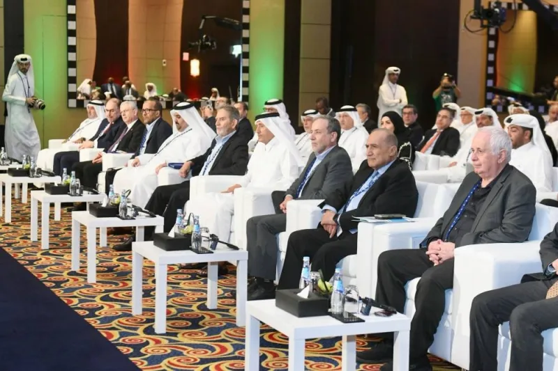 HE Sheikh Hamad bin Thamer al-Thani and other dignitaries at the opening session of the forum Saturday.