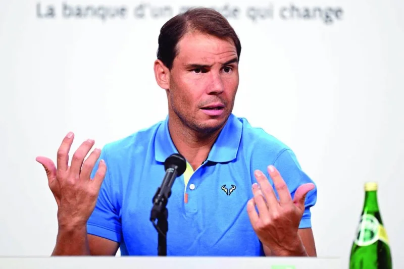 Spain’s Rafael Nadal addresses a press conference on Saturday, on the eve of the French Open at the Roland Garros Complex in Paris. (AFP)