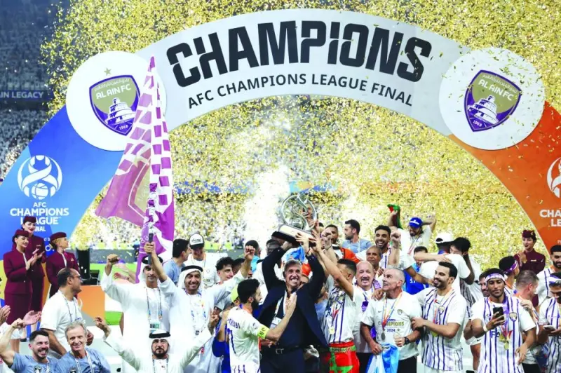 
Al Ain players and coach Hernan Crespo celebrate after winning the AFC Champions League final in Abu Dhabi. (Reuters) 