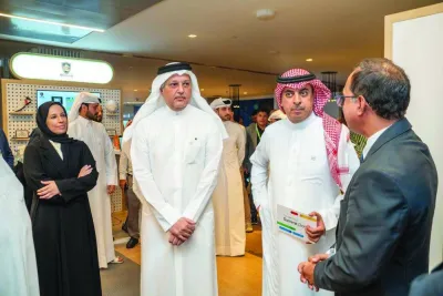 HE Mohamed bin Ali Al Mannai, Minister of Communication and Information Technology, HE Buthaina bint Ali al-Jabr al-Nuaimi, Minister of Education and Higher Education along with other officials at the event.