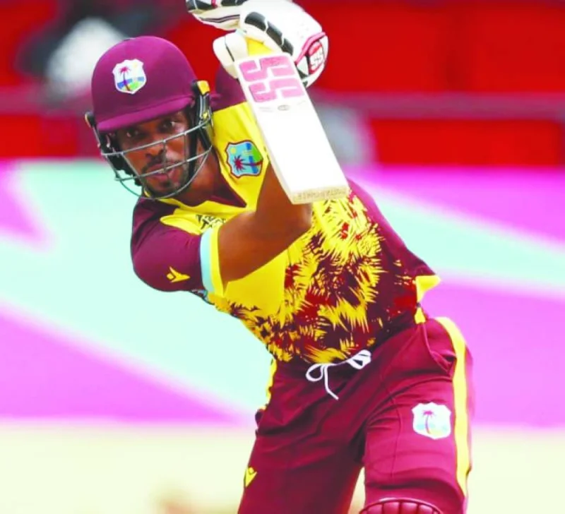 West Indies player Roston Chase bats against Papua New Guinea during their T20 World Cup match in Guyana on Sunday.