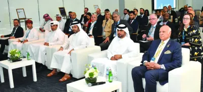 Qatar Tourism chairman Saad bin Ali al-Kharji and other officials attending the event Wednesday.