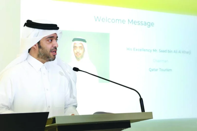 HE the Qatar Tourism (QT) chairman Saad Bin Ali al-Kharji delivering the remarks at the event.