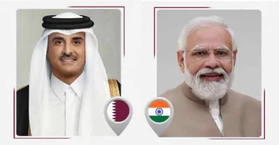 His Highness the Amir Sheikh Tamim bin Hamad Al-Thani discussed with the Prime Minister of India Narendra Modi, the relations of friendship and cooperation between the two countries and ways to strengthen them in a range of fields.
