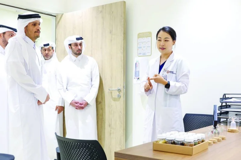 HE Sheikh Mohamed being briefed on the facilities at the Korean Medical Centre.