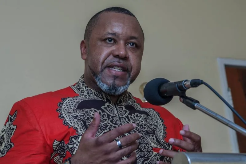 Saulos Chilima, speaks at a press conference at his private residence in Lilongwe on February 5, 2020 following  the Lilongwe Constitutional Court&#039;s decision  on February 3, 2020, to nullify presidential results of the May 21, 2019, Tripartite Elections.
