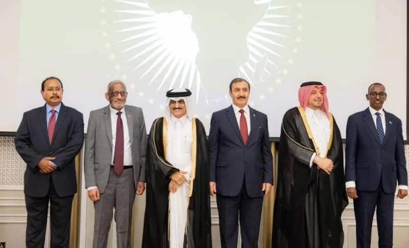 The ceremony was attended by HE the Director of the Department of African Affairs at the Ministry of Foreign Affairs Abdullah Hussein Al Jaber, HE the Director of the Department of Protocol at the Ministry of Foreign Affairs Ibrahim Yousef Fakhr.