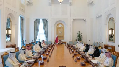 HE the Prime Minister and Minister of Foreign Affairs Sheikh Mohamed bin Abdulrahman bin Jassim al-Thani chaires the Cabinet&#039;s regular meeting held at the Amiri Diwan Wednesday.