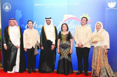 Philippine ambassador Lillibeth V Pono and other embassy diplomats receiving Qatar&#039;s Minister of Justice and Minister of State for Cabinet Affairs HE Ibrahim bin Ali al-Mohannadi and Ministry of Foreign Affairs&#039; Department of Protocol director ambassador Ibrahim Fakhroo during the commemoration of the 126th anniversary of the Declaration of Philippine Independence held in Doha last Thursday. PICTURE: Shaji Kayamkulam