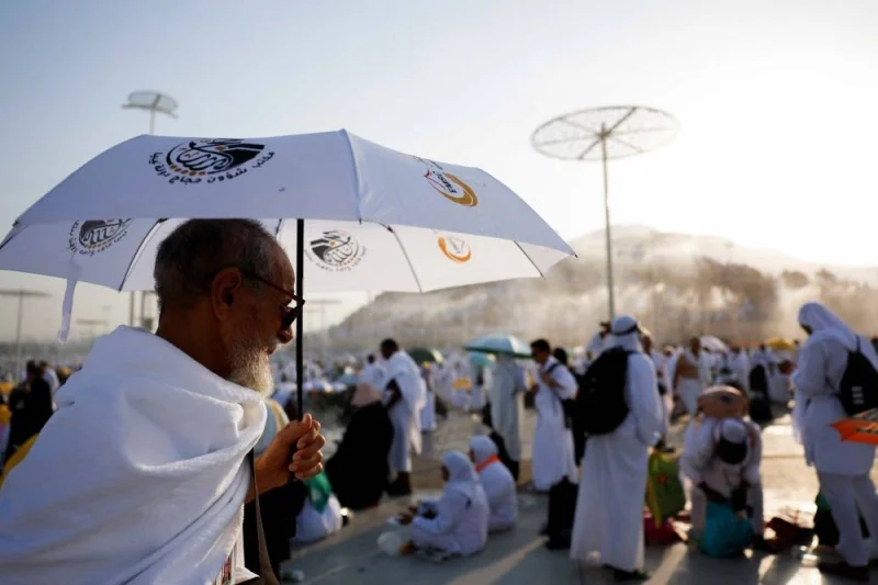 Muslim pilgrims gather on the plain of Arafat during the annual haj pilgrimage, outside the holy city of Makkah, Saudi Arabia, Saturday. REUTERS