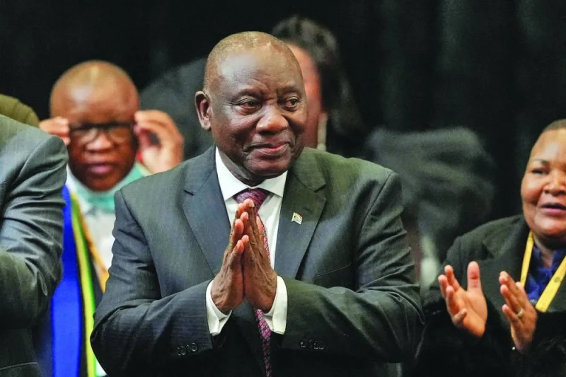 File photo shows South African president Cyril Ramaphosa reacting after being re-elected as president of South Africa during the first sitting of the National Assembly following elections at the Cape Town International Convention Center (CTICC) .