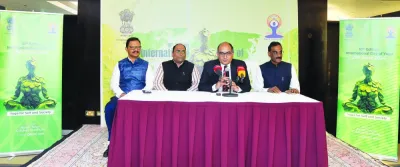 Indian ambassador, Vipul addressing the press conference along with other officials. PICTURE: Shaji Kayamkulam